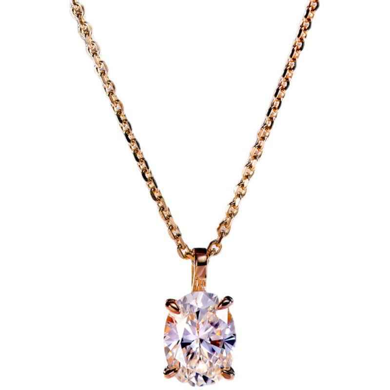 1.25 Carat Moissanite Pendant Necklace - Rose Gold Plated 925 Sterling Silver, Adjustable Solitaire Design
