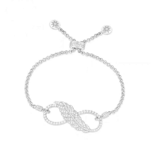 Feather Motif Sterling Silver Bracelet with White Gold Finish - Versatile Fashionable Design