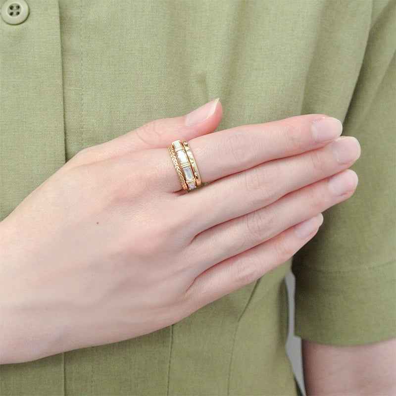 Light Luxury Silver Butterfly Ring 925 Silver Shell Star Index Finger Zircon Three-Piece Set