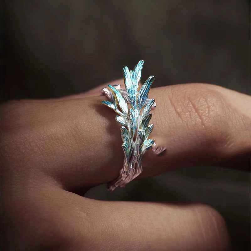 Adjustable Flower Leaf Ring – Unisex Botanical Jewelry for Nature Lovers