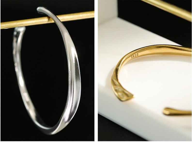 Irregular Sterling Silver Bracelet – Instagram-Inspired with 18K Gold or White Gold Finish