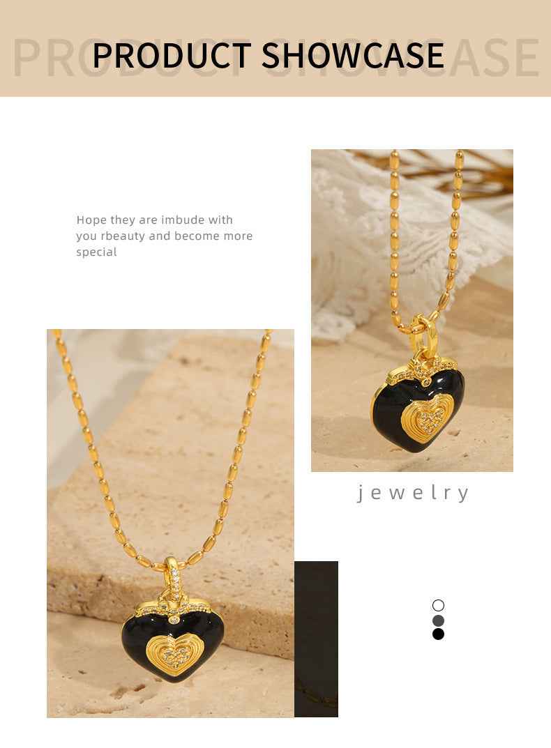 Geometric Love Pendant Necklace - Modern Gold-Plated Titanium Steel Clavicle Chain for Elegant Style