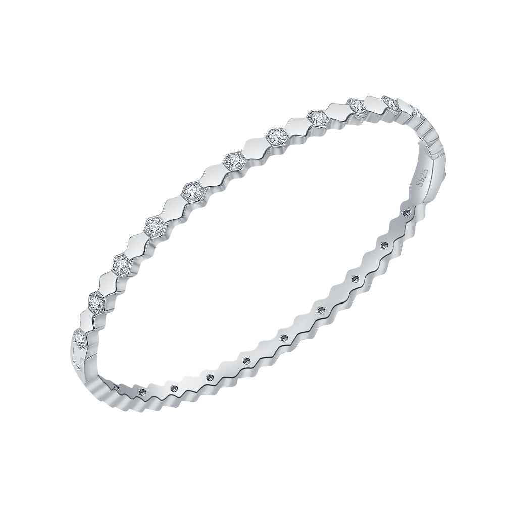 Honeycomb Moissanite Bracelet – Luxury Egg-Shaped Design in Sterling Silver (Available in Multiple Sizes & Finishes)