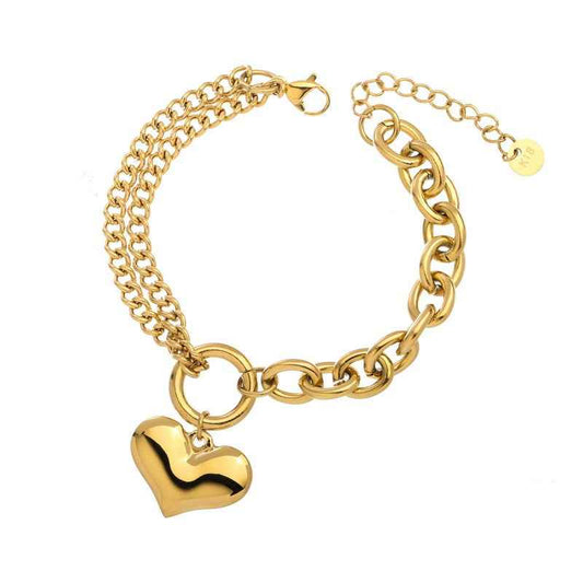 Retro Heart Titanium Steel Bracelet - Fade-Resistant Minimalist Style in Gold or Steel Finish