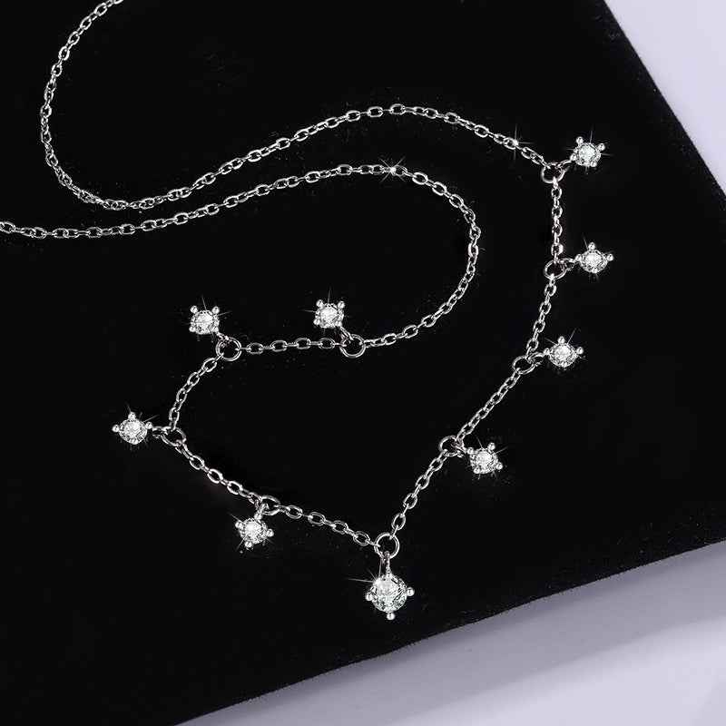 Sterling Silver Moissanite Necklace - 1.1 Carat Certified Adjustable Chain (S925)
