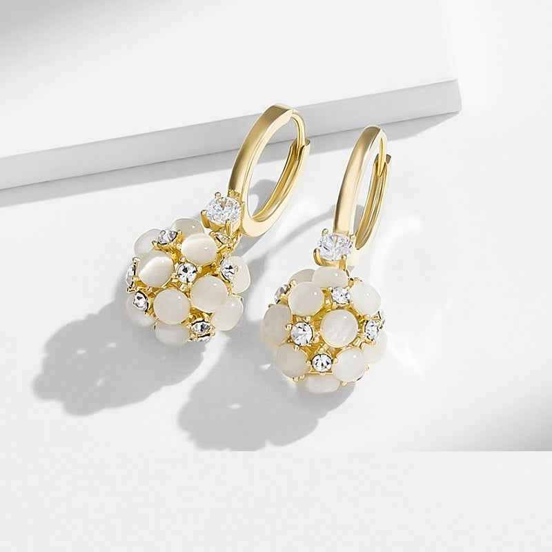 Opal Cluster Hoop Earrings for Elegant Style and Dazzling Shine