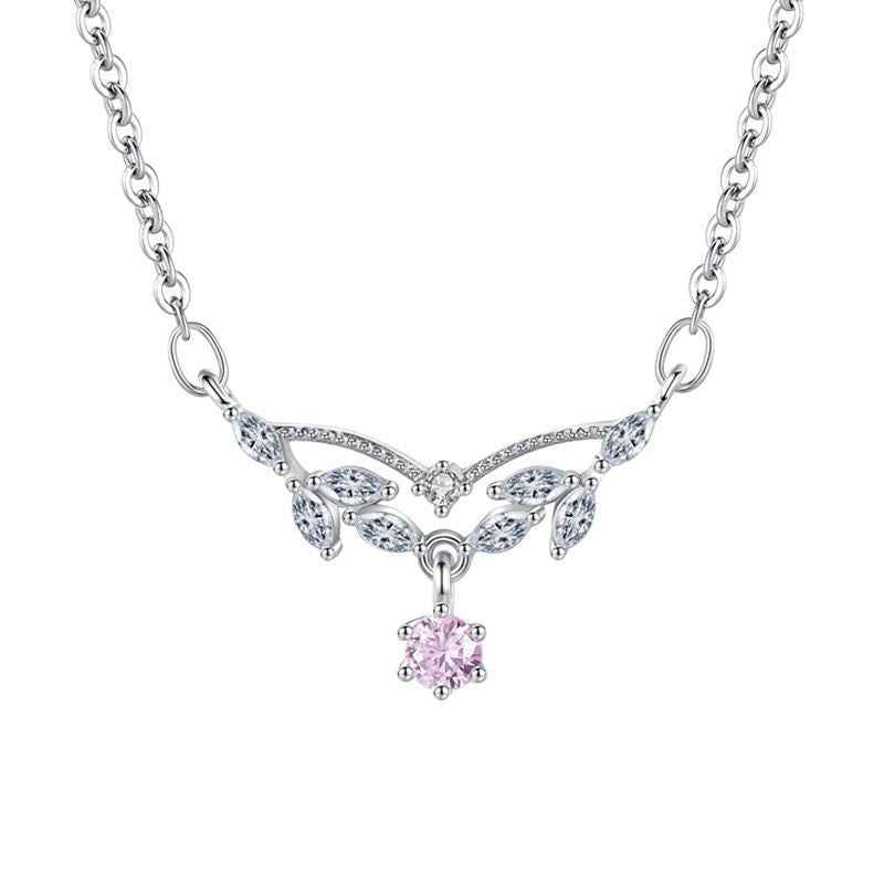 S925 Sterling Silver Necklace with Zirconium Diamond Drop Design