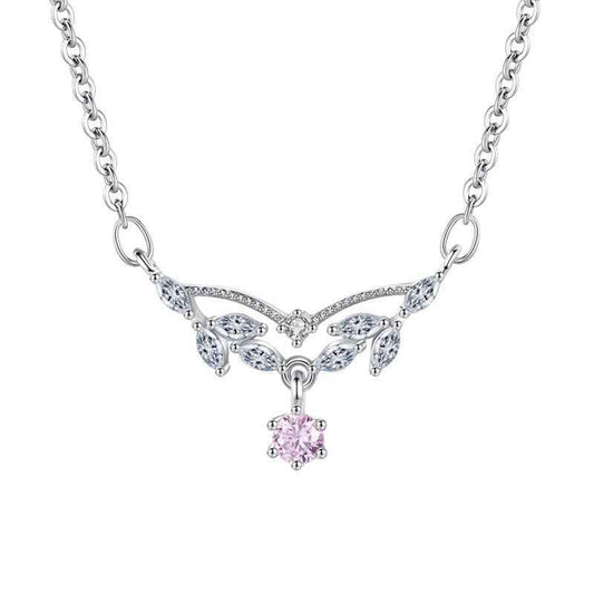 S925 Sterling Silver Necklace with Zirconium Diamond Drop Design