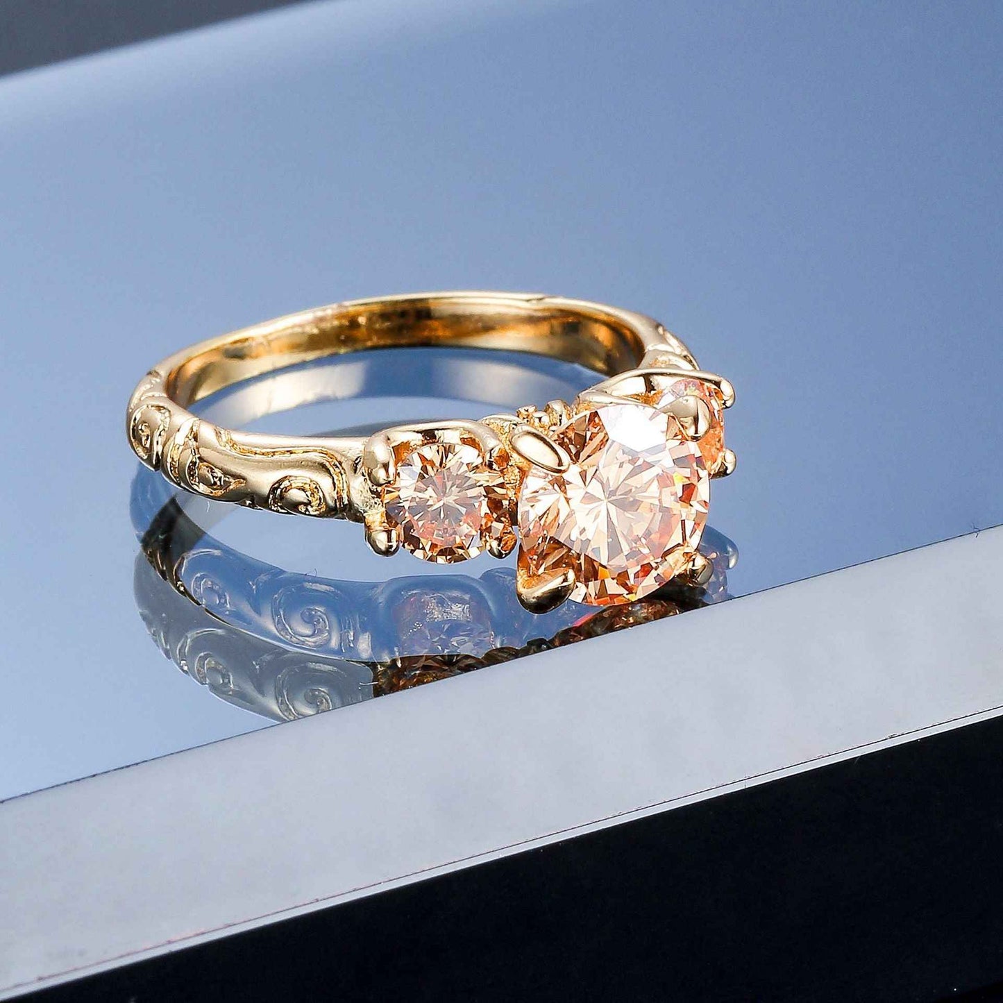 Gold-Plated Geometric Ring – Colorful Statement Jewelry for Women (Sizes 6–10)