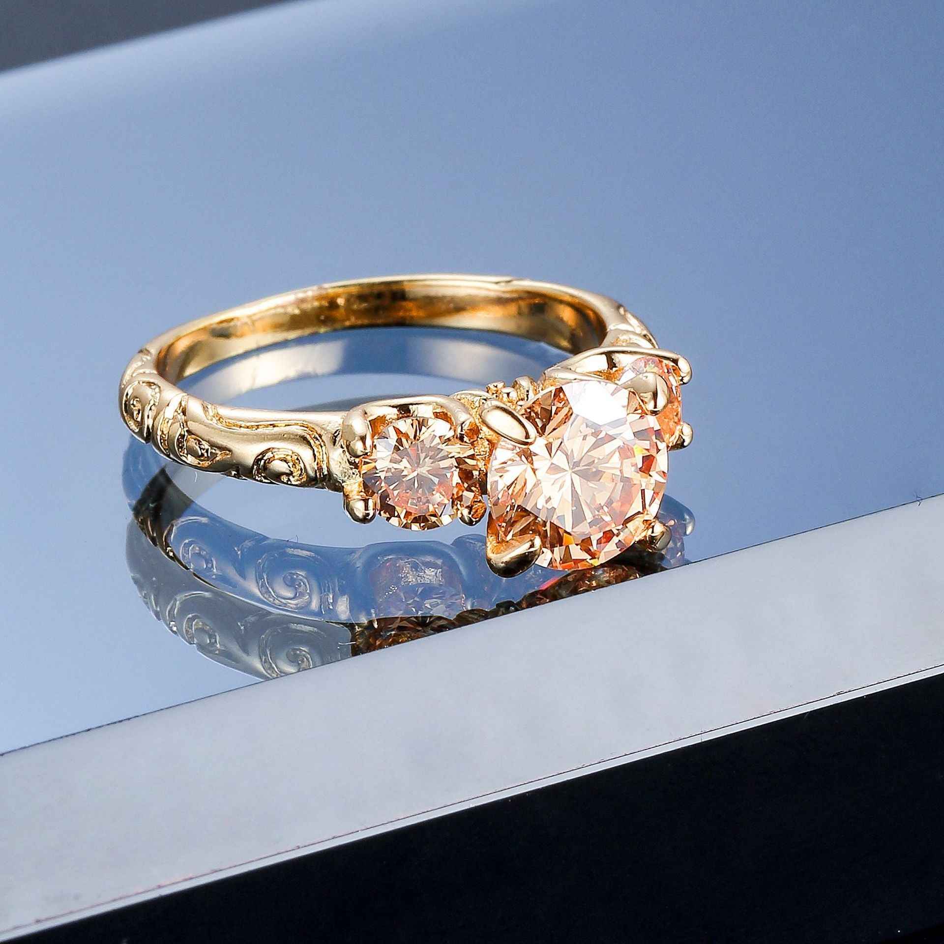 Gold-Plated Geometric Ring – Colorful Statement Jewelry for Women (Sizes 6–10)