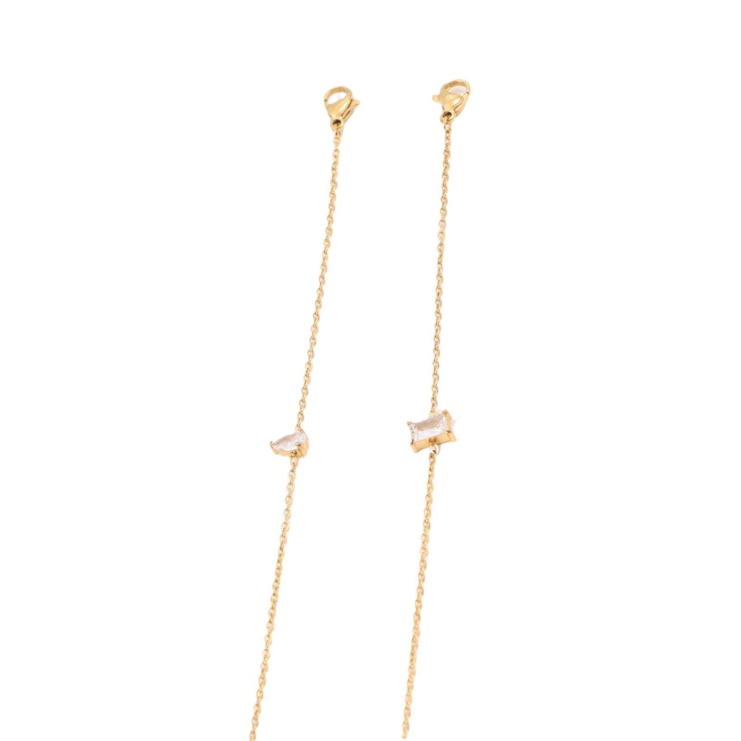 Geometric Zircon Titanium Steel Bracelet – Thin Modern Design, Rectangular or Teardrop Accent - Eterna