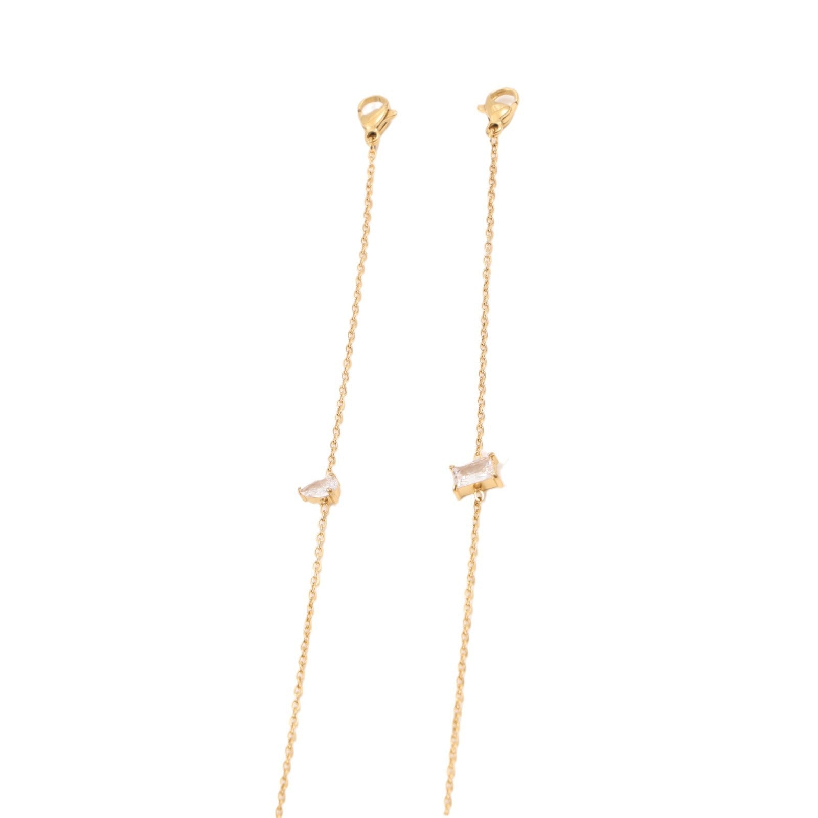 Geometric Zircon Titanium Steel Bracelet – Thin Modern Design, Rectangular or Teardrop Accent - Eterna