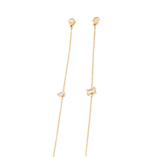 Geometric Zircon Titanium Steel Bracelet – Thin Modern Design, Rectangular or Teardrop Accent - Eterna