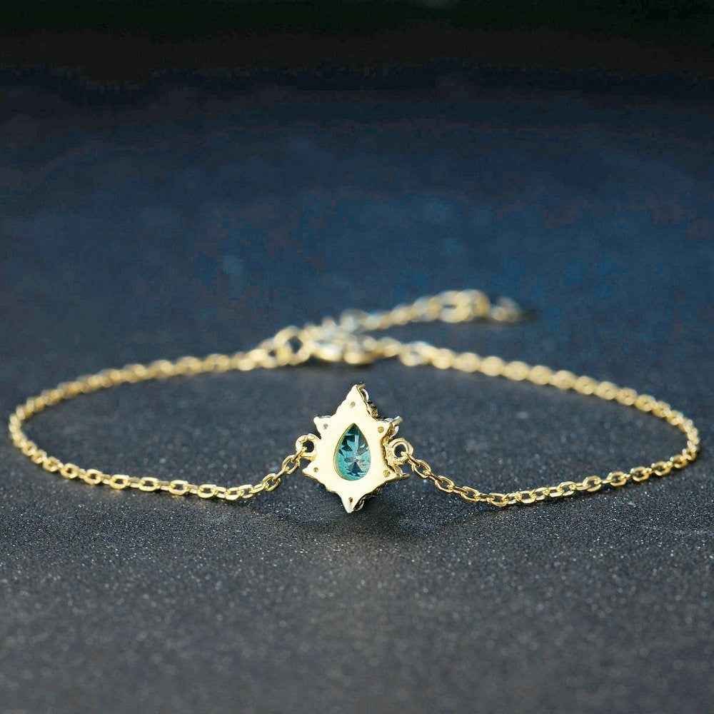 Natural Apatite Bracelet in Sterling Silver - Certified S925, Prong & Micro Setting, Blue Gemstone