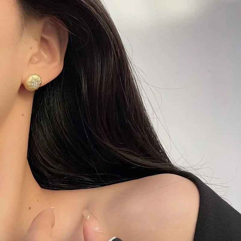 Italian Brushed Gold Stud Earrings - Unisex 925 Sterling Silver with Matte Luxury Finish