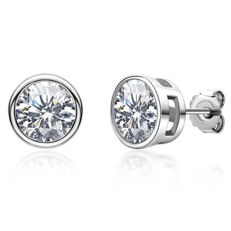 Moissanite Stud Earrings - Hearts & Arrows Design, Gold or White Gold-Plated Alloy, 0.5ct or 1ct Total