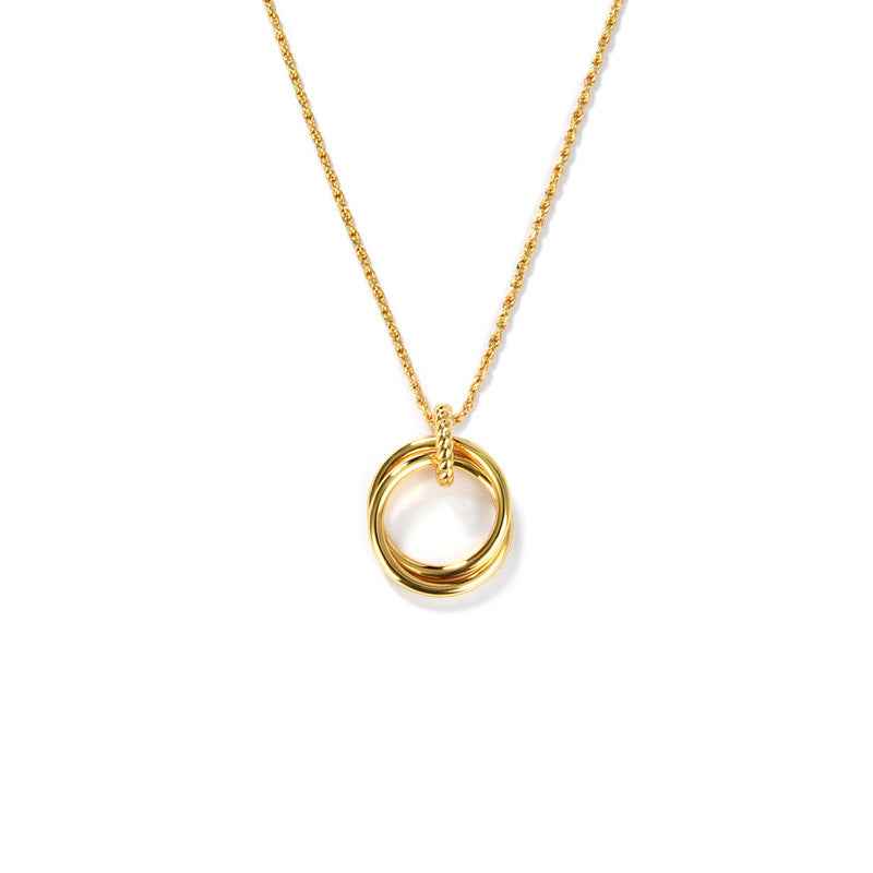 Retro Double Ring Necklace - Minimalist Luxury 925 Sterling Silver with Twisted Chain