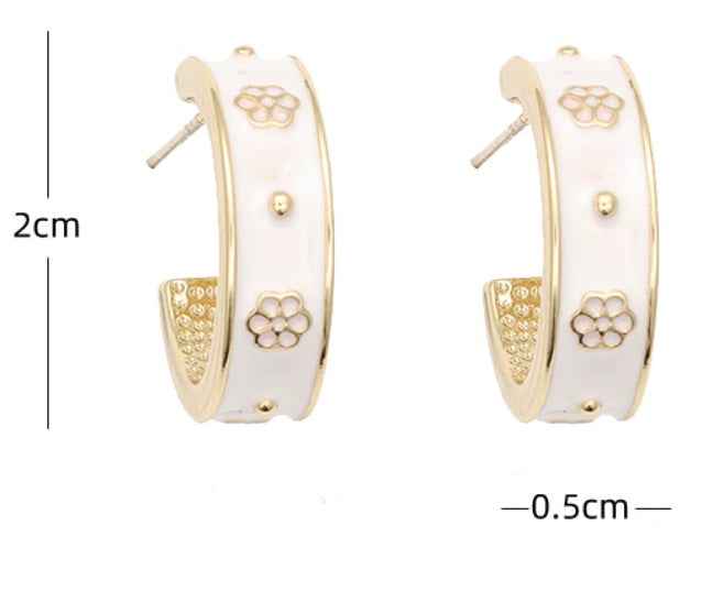 Light Luxury Enamel Earrings – S925 Sterling Silver Needle, Zinc Alloy Body, Modern Women's Jewelry