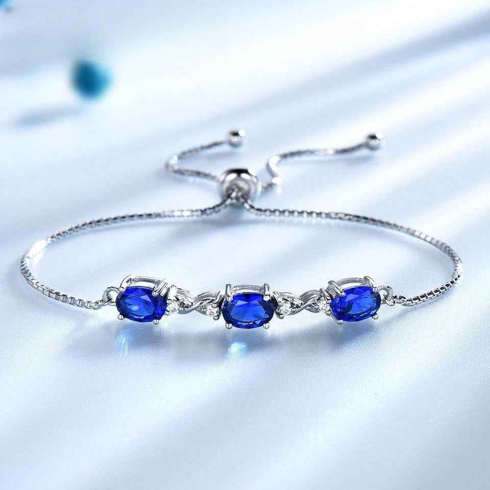 Blue Wave Tanzanite Bracelet - Adjustable Sterling Silver Ocean-Inspired Luxury in Multiple Colors