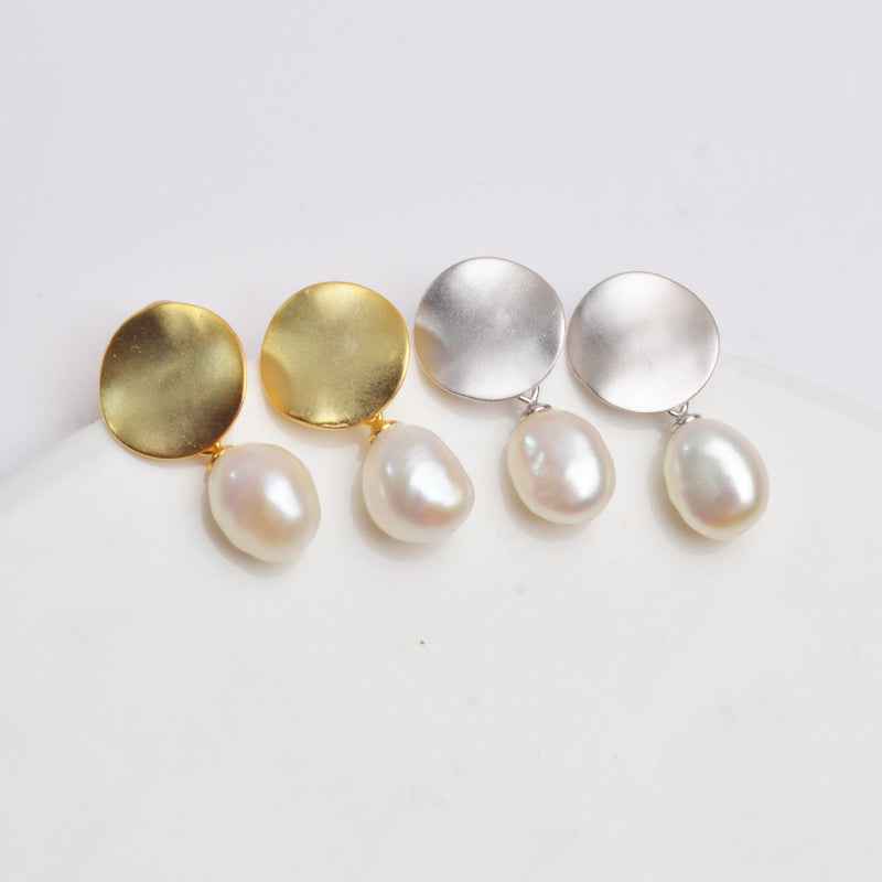 Freshwater Baroque Pearl Earrings in Silver or Gold Finish – Genuine Pearls, Two Sizes Available