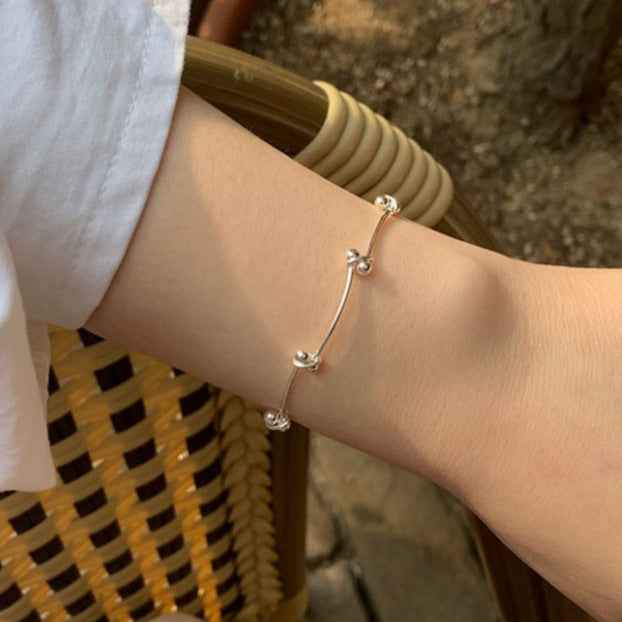 Minimalist Silver Bracelet - Segment Stitching Design for Bright Light Luxury Fashion