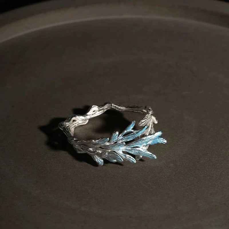 Adjustable Flower Leaf Ring – Unisex Botanical Jewelry for Nature Lovers