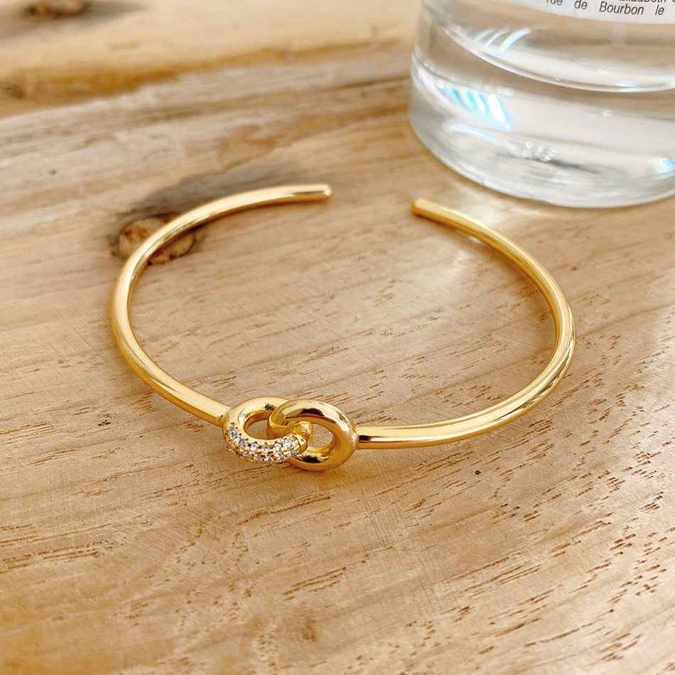 Korean Style Sterling Silver Bracelet - 18K Gold Plated Minimalist Fashion