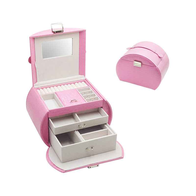 Luxury Leather Jewelry Organizer with Stylish Storage Drawer for Rose Gold Crown Ring in Multiple Colors