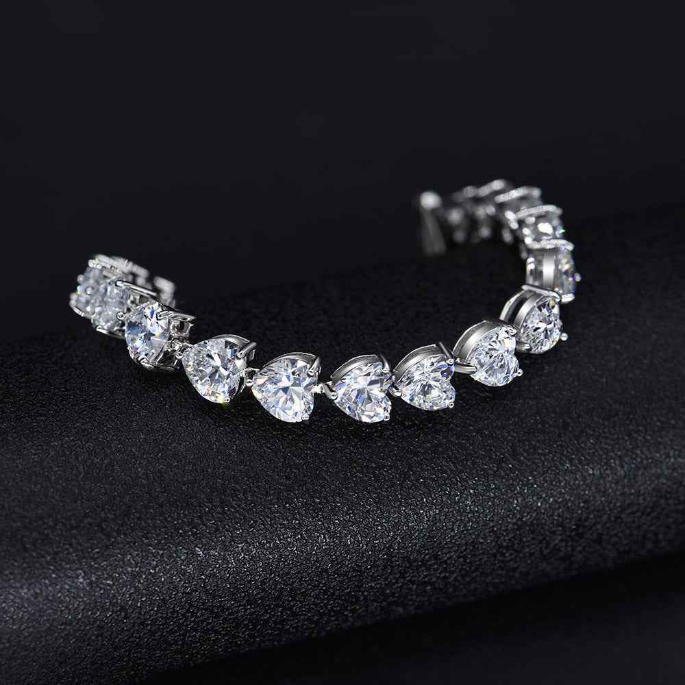 Full Diamond Sterling Silver Bracelet – S925 Luxury with High Carbon Diamond (Multiple Lengths)