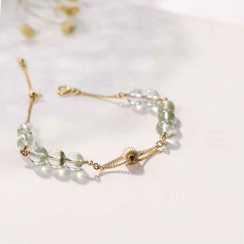 Lucky Leaf Natural Crystal Bracelet - Spiritual Semi-Precious Stone Design for Positive Energy (Multiple Variants)