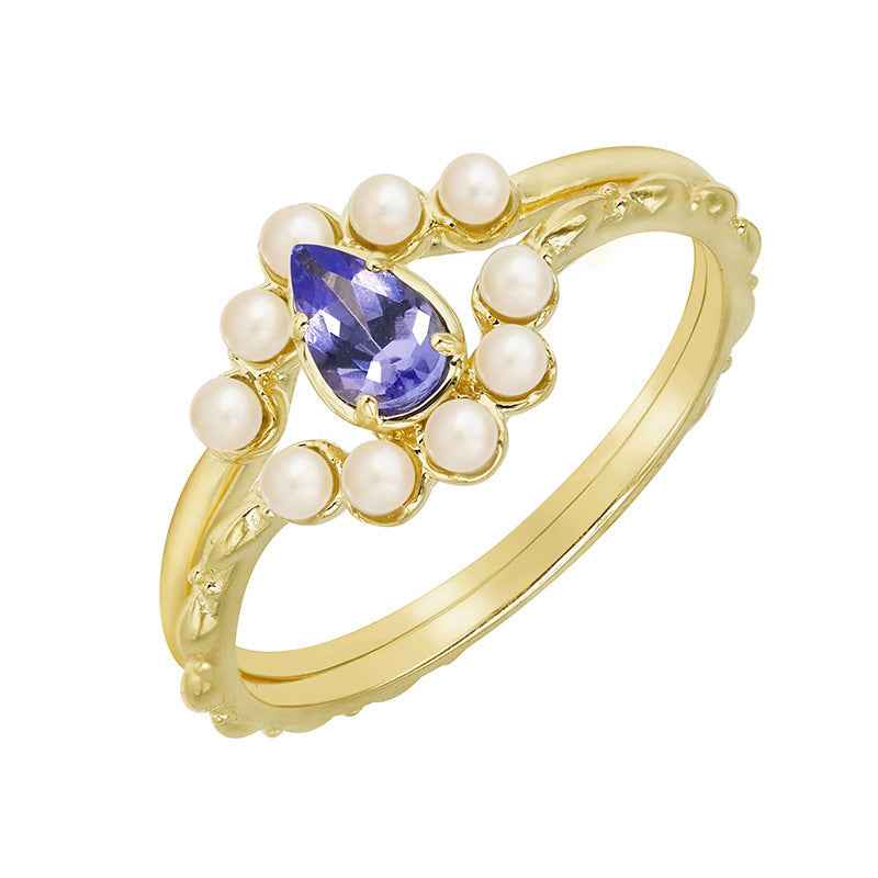 Sterling Silver Tanzanite Ring - Modern Geometric Design, S925 Everyday Jewelry (US Sizes 5–8)