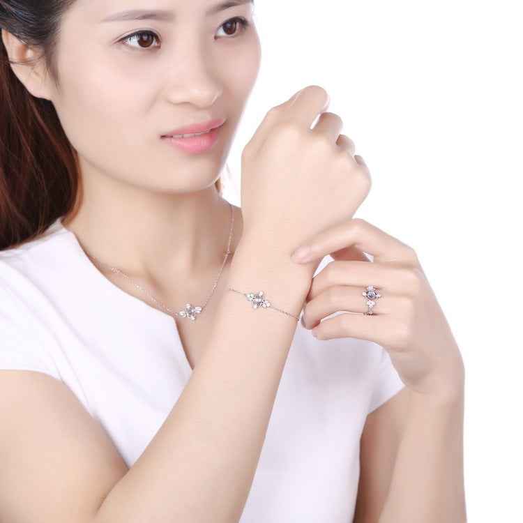 Natural Pink Crystal Bracelet - Adjustable S925 Sterling Silver & Gold-Plated with Blue Moonstone