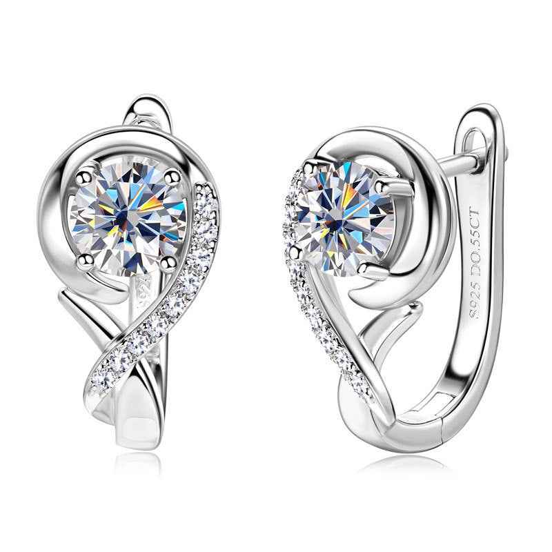 Round Moissanite Stud Earrings - 0.55ct Total in Sterling Silver with Gold or Silver Finish, Classic European Style