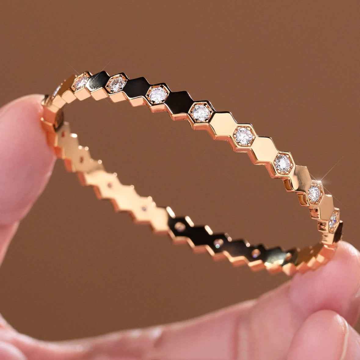 Honeycomb Moissanite Bracelet – Luxury Egg-Shaped Design in Sterling Silver (Available in Multiple Sizes & Finishes)