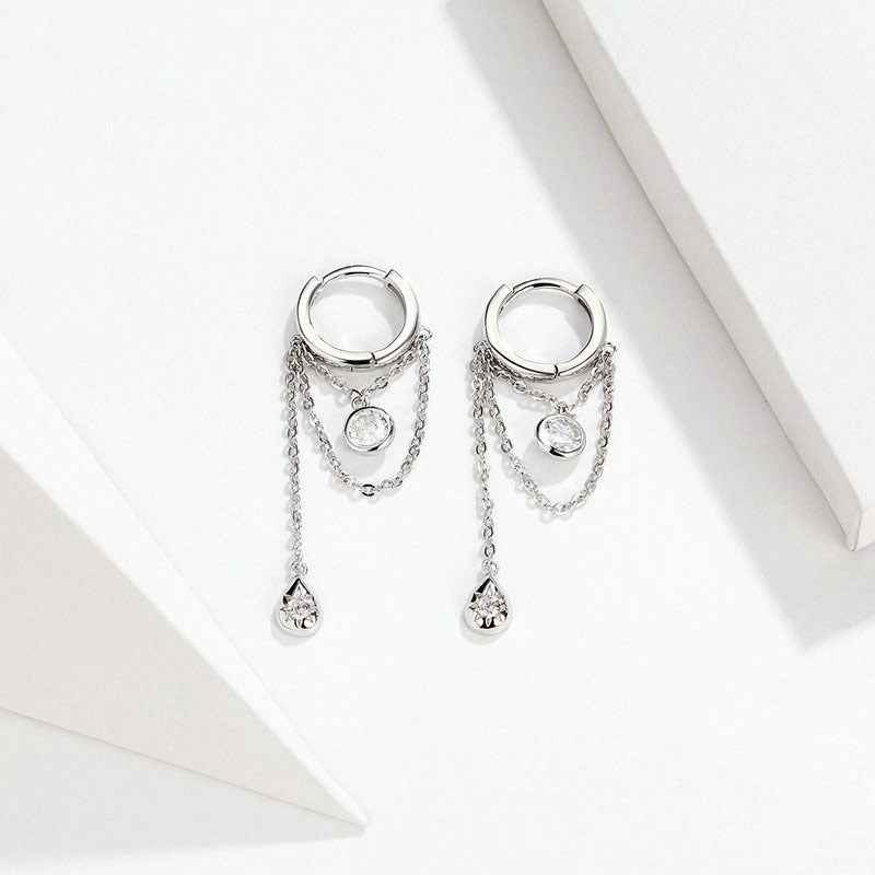 White Gold Plated Sterling Silver Earrings with Diamond-Encrusted CZ - Hypoallergenic Studs