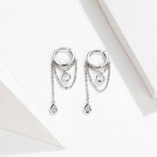White Gold Plated Sterling Silver Earrings with Diamond-Encrusted CZ - Hypoallergenic Studs