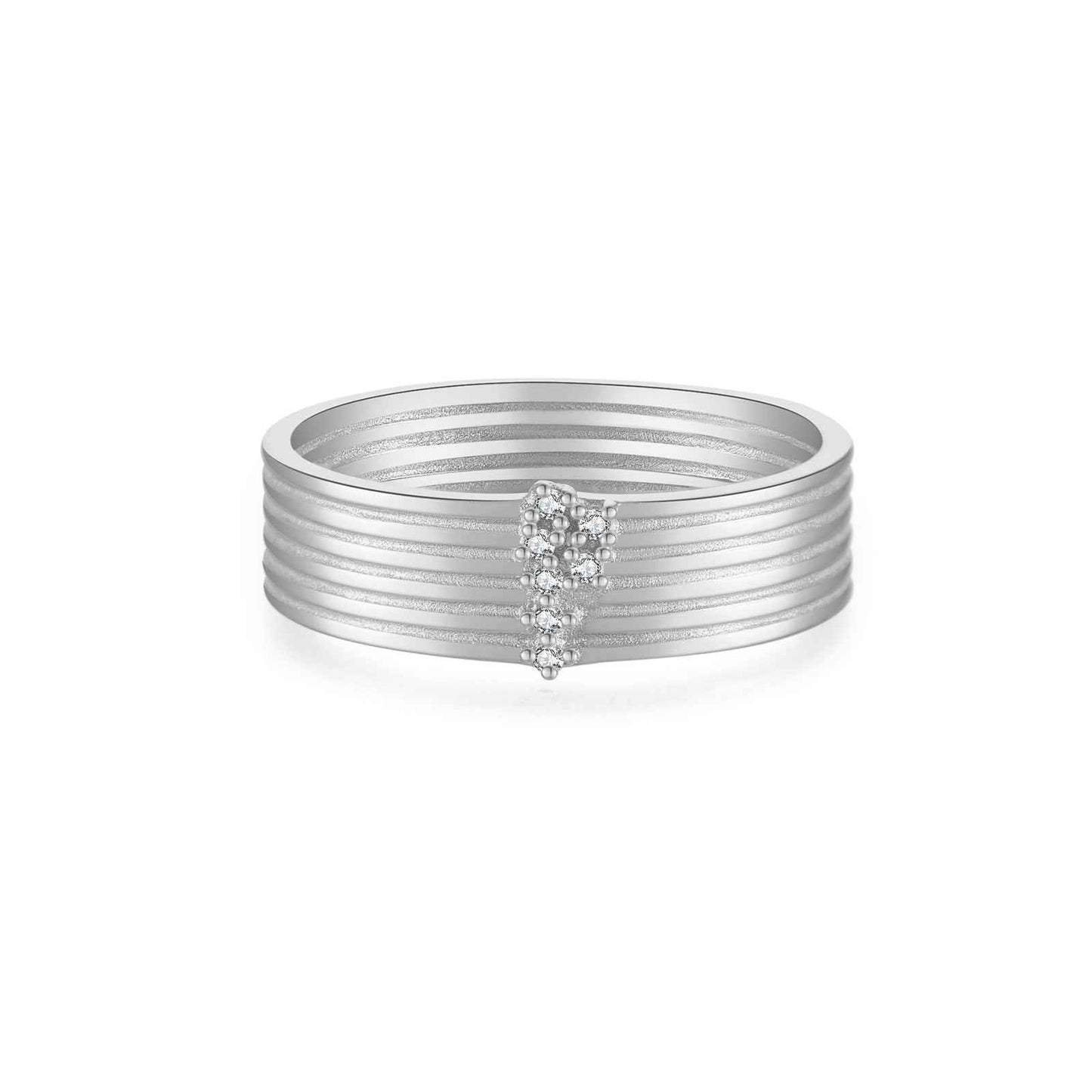 Double Layer Silver Ring for Women - Simple Geometric Stacking Band