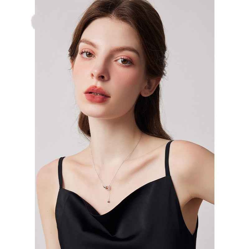 Women's Sterling Silver Double Ring Necklace in 999 Sterling Silver