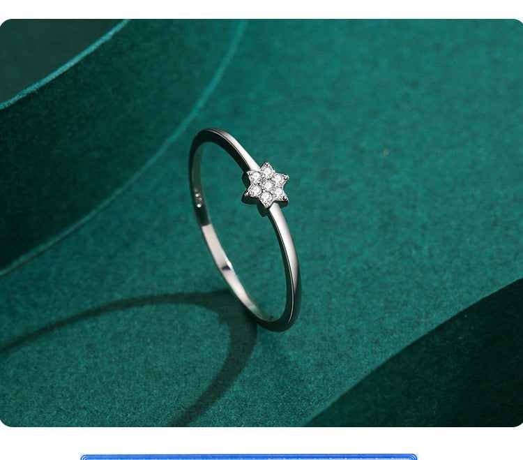 Micro Diamond Star Ring - S925 Sterling Silver Mini Pinky Ring | Korean/Japanese Net Red Trending Jewelry