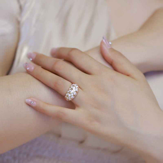 Light Luxury Gold Dripping Oil Finish Ring – Simple Silver Band 10K Gold Women's Everyday Jewelry