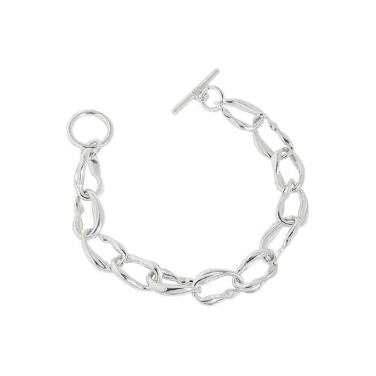 Minimalist Sterling Silver Bracelet - OT Buckle Chain Design with Toggle Clasp