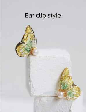 Butterfly Lady Earrings - Vibrant Alloy with Silver or Gold-Plated Options in Multiple Colors & Styles (Studs, Ear Clips, Singles)