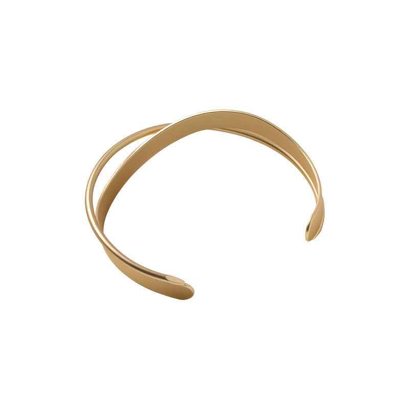 Normcore Matte Cuff Bracelet – Minimalist Fashion, Electroplated Copper, Matte Gold or Silver