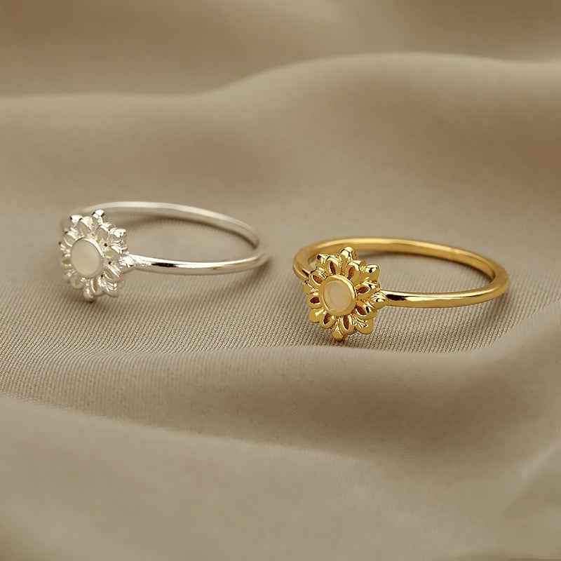 Versatile Geometric Rose Ring - Unisex Stainless Steel Daily Wear Jewelry in Gold & Silver, Available as Single or Set