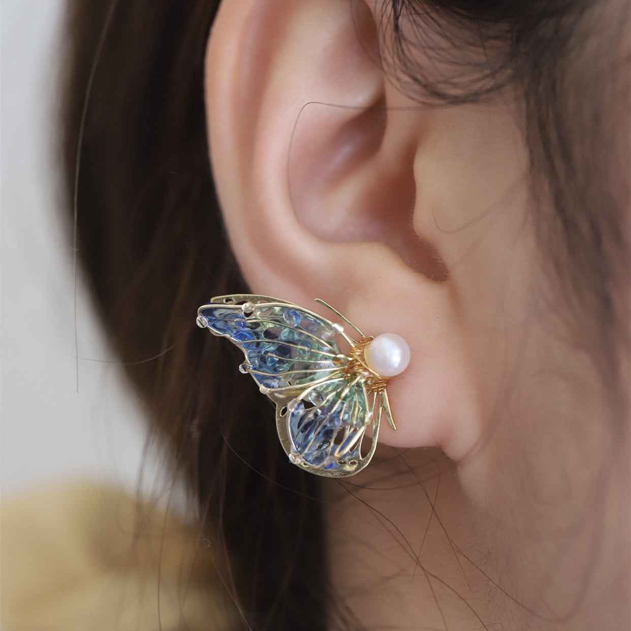 Butterfly Lady Earrings - Vibrant Alloy with Silver or Gold-Plated Options in Multiple Colors & Styles (Studs, Ear Clips, Singles)