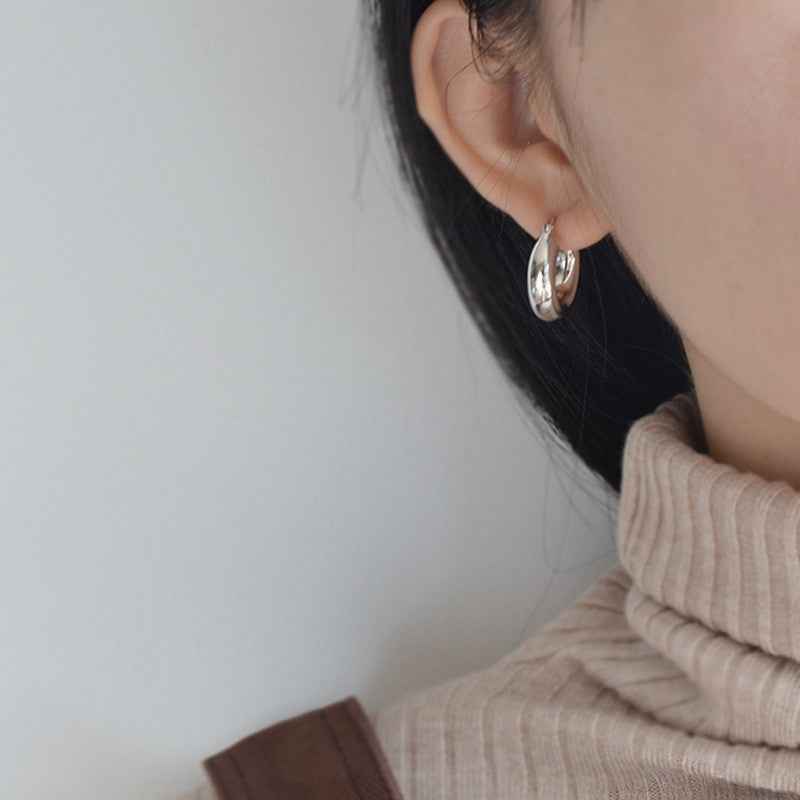 Oversized Statement Earrings in Sterling Silver with Gold or Platinum Plating – Modern Minimalist Design