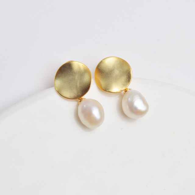 Freshwater Baroque Pearl Earrings in Silver or Gold Finish – Genuine Pearls, Two Sizes Available