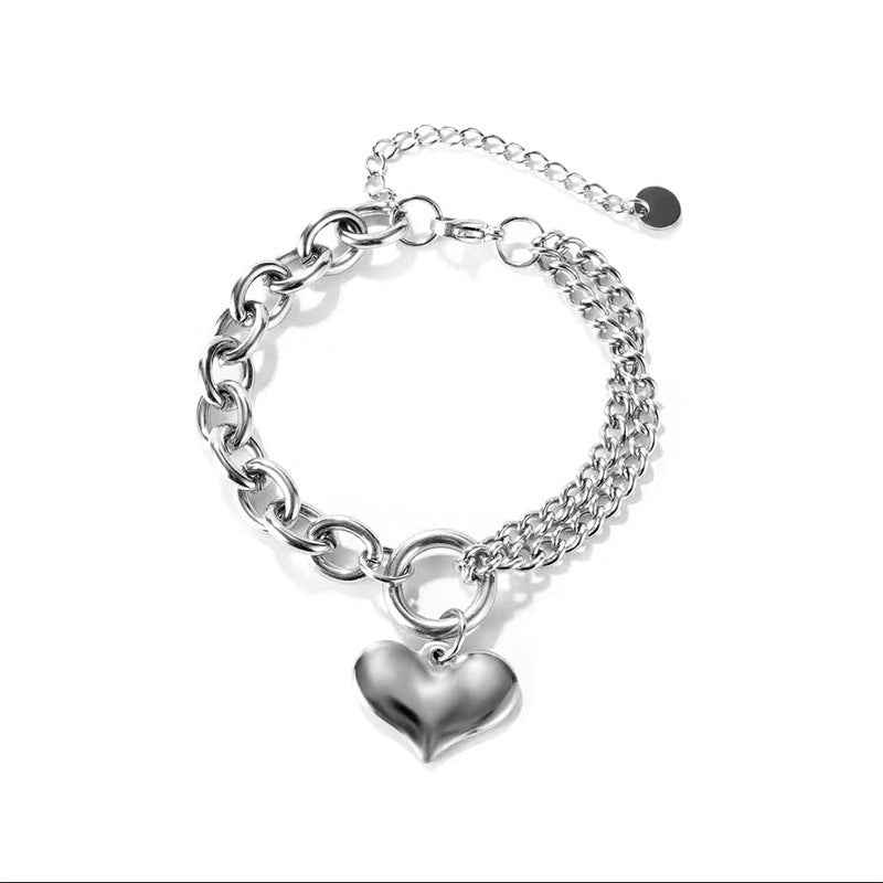 Retro Heart Titanium Steel Bracelet - Fade-Resistant Minimalist Style in Gold or Steel Finish