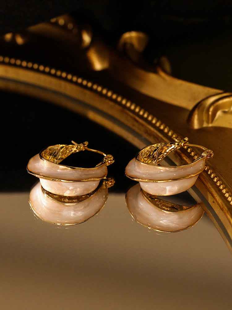 Drip Glazed Circle Earrings – Retro Silver or Gold-Plated Creative Design