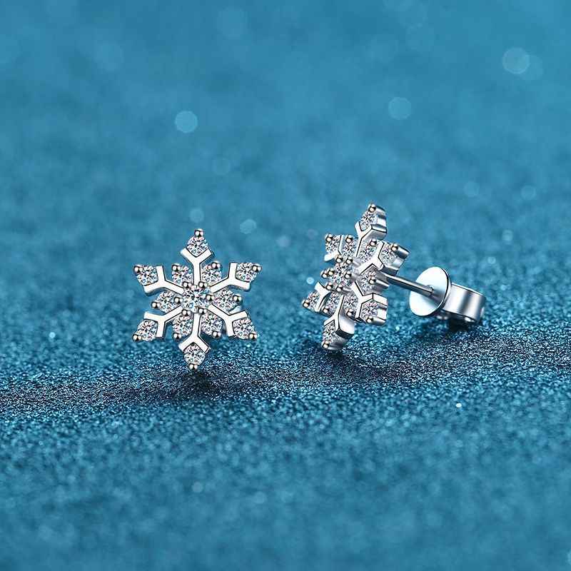 Moissanite Snowflake Earrings for Elegant Style and Sparkle